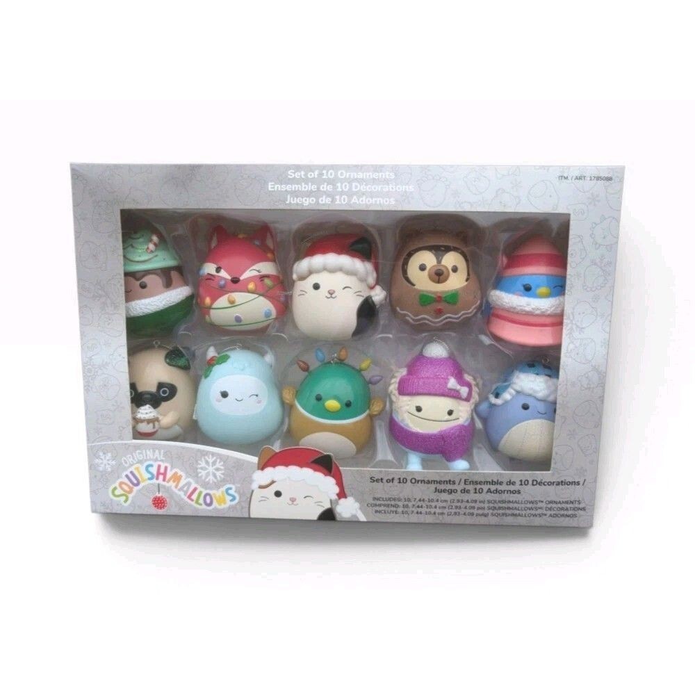 Squishmallows Christmas Ornaments Set of 10 Holiday Kurt Adler Jazwares New Box